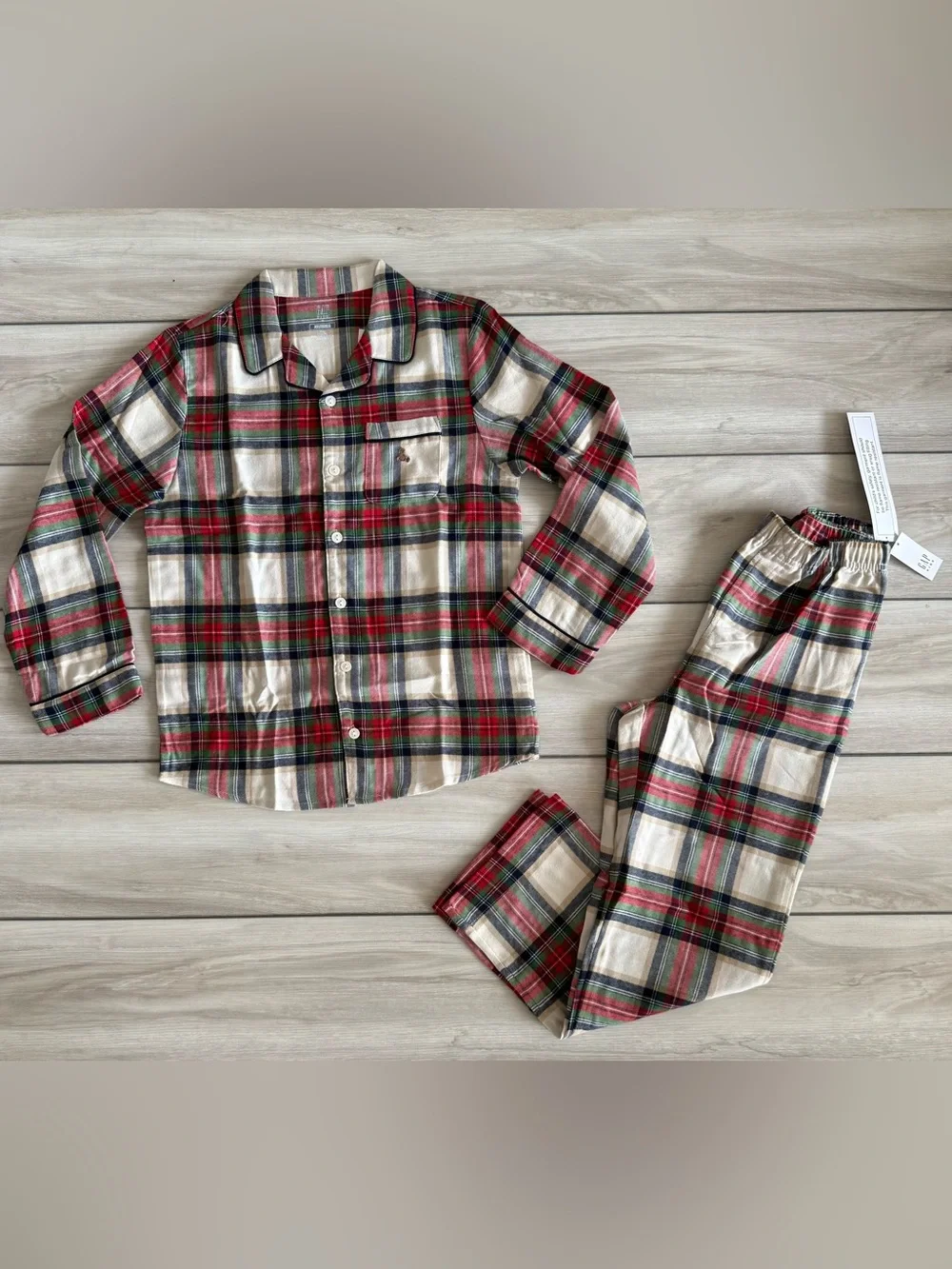 Gap Red Check Christmas Panamas Beige Size 10 NWT IN PACKAGE